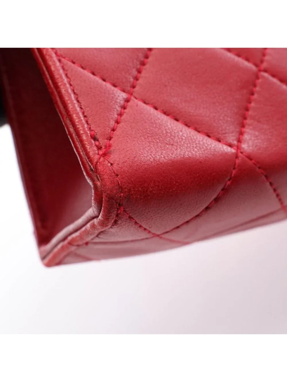 Chanel Shoulder Bag Quilted Big CC Logo Red Lambskin CC Chain